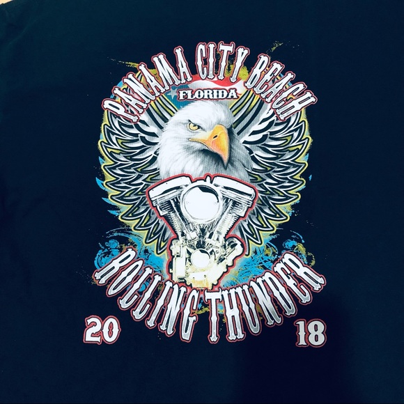 RARE 2018 ROLLING THUNDER MOTORCYCLE PANAMA CITY BEACH FLORIDA LARGE T SHIRT - Picture 8 of 9